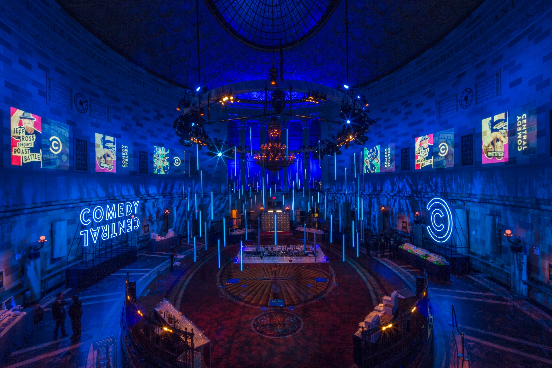 Stage lighting and AV production inside Gotham Hall